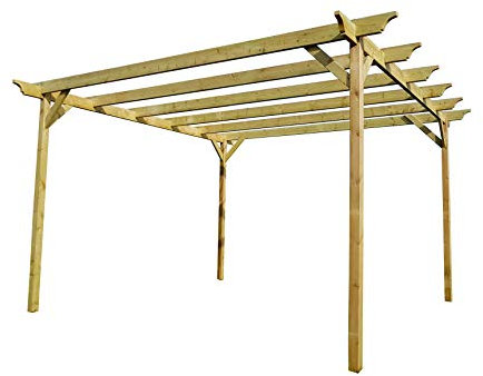 Wooden garden pergola kit - Champion design rafters (3m x 4.2m 4 posts, Light Green (Natural))