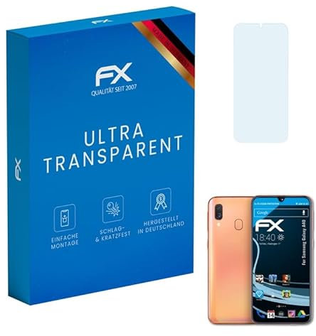 atFoliX Schutzfolie kompatibel mit Samsung Galaxy A40 Folie, ultraklare FX Displayschutzfolie (3X)