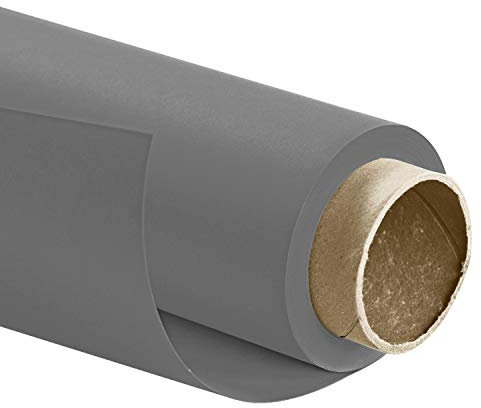Walimex pro Papierhintergrund grau 1,35m x 10m, Nahtloser Hintergrundkarton, ideal für Fotografie, Video, Portrait, für Hintergrundsystem, Fotohintergrund, Studiobedarf und Fotostudiohintergrund