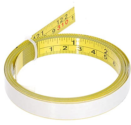 Carkio Adhesive Backed Tape Measure, 3 Meters, Left-Right Reading, Stainless Steel, Yellow
