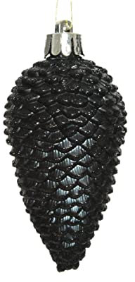 Christmas Decorations KAE Weihnachtskugeln Zapfen Kunststoff 8cm x 6er Set Schwarz