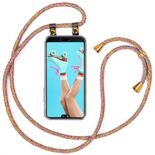 moex Chaîne de téléphone Portable Compatible avec Huawei P20, Coque avec Sangle réglable en Arc-en-Ciel