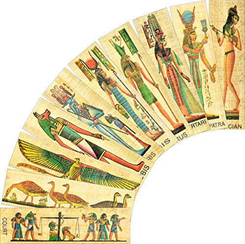 NileCart Lesezeichen aus ägyptischem Papyrus, hergestellt in Ägypten, mit alten ägyptischen Göttern und Königinnen, 10 Stück
