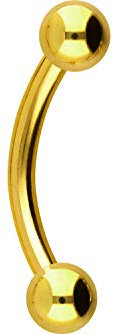 PIERCINGLINE Chirurgenstahl Banane 2 KUGELN Gebogener Piercing Stab Augenbraue Intim Brust Ohr Goldfarben 3 x 1,2 x 12 mm