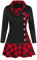 ORANDESIGNE Hoodie Pullover Damen Herbst Winter Langarm Plaid Kapuzenpullover Sweatshirt Rollkragen Tartan Winterpullover Jacke Mantel Tops A Rot 3XL