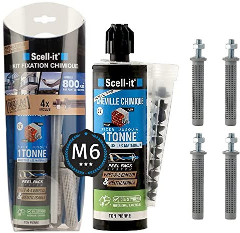 Kit de sellado químico Tiges Inox M6 Garantías de Vida SCELL-IT hasta 300 kg resistencia | Listo para usar