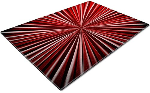 Glass Chopping Board | Non Slip Worktop Saver for Kitchen | Small Red Black Design