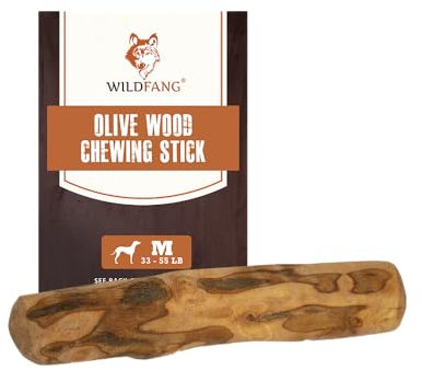 Wildfang® Bastone da Masticare in Legno d'Olivo per Cani - Giocattolo Naturale per Cuccioli, Teething Toy, Ossa in Legno per Cani, Chew Stick Resistente, Giocattolo per Tutti i - (Large)