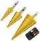 EXGOX 3PCS HSS Step Bits Set High Speed Steel Step Drill Bits Set Cone Drill Bits Hole Cutter for Wood Stainless Steel Sheet Metal