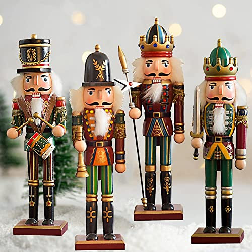 BYNYXI Nussknacker Soldat Figur, 30cm Weihnachten Nussknacker Holzfigur Traditioneller Nussknacker Figur Groß Dekofigur Festliche Klassischer Nussknacker Soldat Weihnachts Dekoration