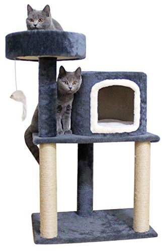 QIFFIY Kratzbaum Kleiner Kratzbaum Cat Wohnung Katze Klettergerüst Hanf-Seil-Katze-Sänfte Katze Springen Katze Villa Katzenspielzeug Cat Turm Katzenbaum (Color : Grau)