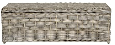 Vente-unique - Truhe und Kiste Gao Naturfasern Grau 130 cmx45 cm | Böhmisch Stil|Grau|Naturfasern, Holz, Platte