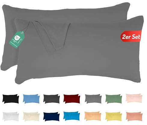 Livessa 2er Set Kissenbezug 40x60 cm -Verdeckter Reißverschluss an der Langen Seite, Kopfkissenbezug aus%100 Baumwolle Jersey Stoff, Ultra weich und atmungsaktiv, Oeko-Tex Zertifiziert