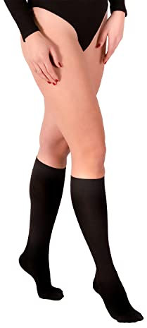 RIEMTEX Kompressionsstrümpfe Klasse 1 CCL1 Stützstrümpfe für Damen und Herren geschlossene Spitze Schwarz oder Beige Classic Serie 7111 (Größe 7, Schwarz)
