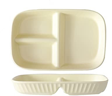 OnePine Assiette Compartiment Adulte Porcelaine, Assiette de Contrôle de Portions, Assiette Divisée en 3 Regime, pour Salade, Dessert, Nouille, Bifteck, Petit déjeuner