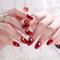 Presse ovale brillante sur les ongles, 24 Pièces Rouge Court Faux Ongles Couverture Complète avec Design Stick sur les Ongles pour Femmes et Adolescentes
