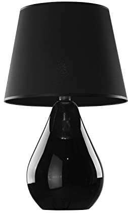 Licht-Erlebnisse XL Tischleuchte Vasenlampe in aus Glas & Stoff in Schwarz mit Kabelschalter H:67cm für Wohnzimmer Schlafzimmer Nachttischlampe Vasenleuchte