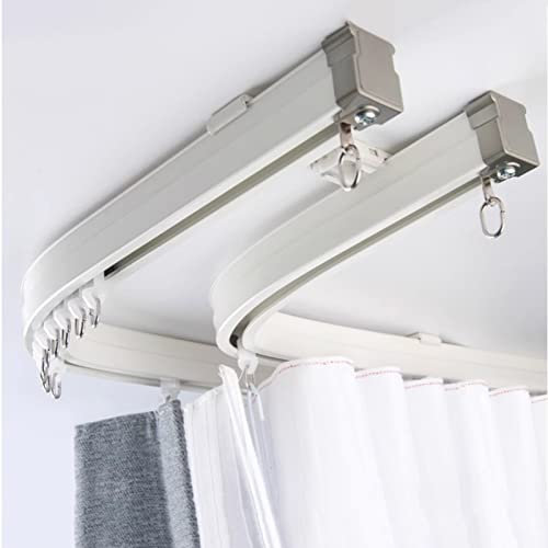 Tringle Rideau Support de Plafond de Piste à Double Rideau, Système de Tige de Rideau Flexible Glissant, Rail de Rideau Blanc pour Baie de Douche de Patio Balcon RV ( Color : Ceiling Mount , Size : 3m