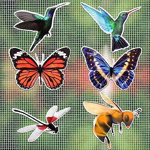 MWOOT 12 Stücke Fliegengitter Magnete Screen Door Dekorative,Biene Schmetterlinge Kolibris Libellen Magnetische Decals,Dekorative Doppelseitig Flexible Magnete Fliegengittertüren Aufkleber(6 Stile)
