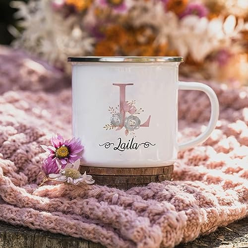 Tazas De Café Personalizadas con 26 Letras,Tazas Esmaltadas Personalizadas con Nombre Inicial,Tazas Esmaltadas,Regalos De Cumpleaños,Día De La Madre,Boda,Compromiso,Abuela,Dama De Honor