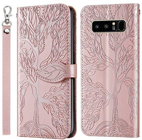JayModCase Handyhülle für Samsung Galaxy Note 8, PU Leder Flip Kartenfach Geldbörse Magnetverschluss Standfunktion Cover, Kompatibel mit Samsung Galaxy Note 8 - Roségold