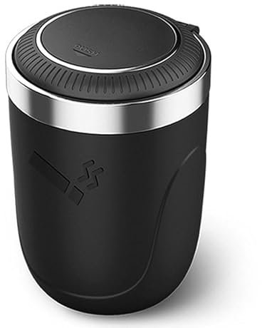 Auto Aschenbecher für Dacia Logan/Sandero/Solenza/Spring, Tragbare Aschenbecher Abnehmbarer Rauchfreier mit Deckel und LED Versiegelt Staubdicht Auto-Mülleimer,A Black