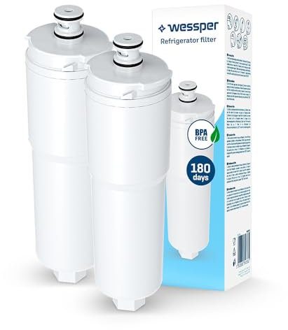 Wessper Filtro de Agua para Frigorífico de Repuesto 2 Piezas para Bosch, Whirlpool, 3M CS451, CS-451, CS452 | Elimina el Cloro, Sistema de Agua de ósmosis Inversa - Blanco