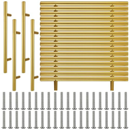 APACALI 20 Pack Gold Kitchen Cupboard Handles, 128mm Stainless Steel Cabinet Handles for Cupboards, Drawer, Cabinet, Furniture Decoration