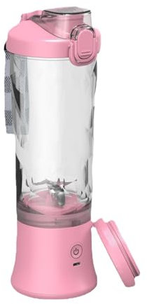 Meichoon Blender électrique portable 600 ml avec bec verseur à 6 lames pour shakes, noix, jus, légumes LB34 Rose, Q-LB34 Pink