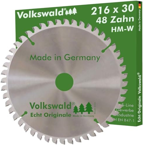 Volkswald ® HM-Sägeblatt W 216 x 30 mm Z = 48 Massivholz Spanplatten Spanplatten Laminat Kunststoffe Acrylglas beschichtet Holzplatten Tischkreissäge, Handkreissäge, Kapp- & Gehrungssäge