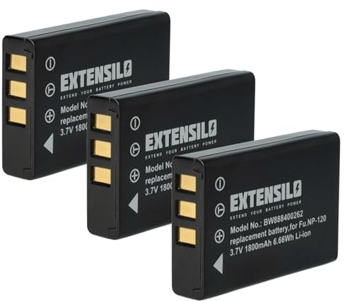 EXTENSILO 3x Battery Replacement for Fujifilm NP-120 for Camera DSLR (1800 mAh, 3.7 V, Li-Ion)