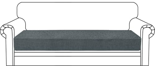 MAXIJIN Wasserdichter Sofa-Sitzkissenbezug, Jacquard-Stoff, Sofasitzbezug, rutschfester Couch-Sitzbezug mit elastischer Unterseite, Dunkelgrau, 3-Sitzer