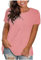 KOG Damen T-Shirts Vintage Einfarbig Longshirt Casual Kurzarm Blusen Frauen Oberteil Freizeit Baumwolle Tee T-Shirt Frau Rundhals Elegant Shirt Sale Damen Rosa XL