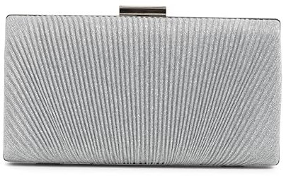 Michelle Moon - Pochette Donna Elegante Argento per Matrimoni e Feste | Clutch Argento con Tracolla | Borsetta Donna Elegante, Pochette e Clutch per Cerimonia | Piccola Borsa Donna Elegante da Sera
