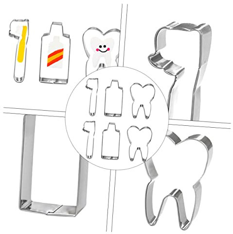 COLLBATH Edelstahl Ausstecher Set 6 Stück Zahn Zahnbürste Plätzchen Ausstechringe Für Weihnachtsplätzchen Und Kinder Backspaß