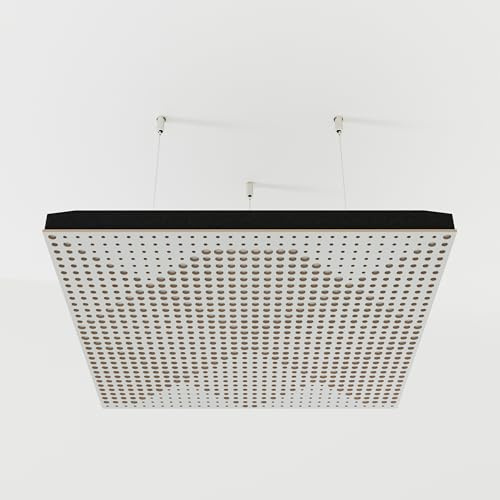 2er-Pack – Abgehängtes Decken-Akustikpaneel mit Samtstoff und Befestigungsset | 50x50x5cm | Schallabsorption und Diffusion | Akustikbehandlung für zu Hause [WILDS - Weiß | Weiß]