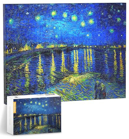 PieceRelax Puzzle Wandbild – Vincent Van Gogh - Starry Night Over The Rhone | 366 Teile | DIY-Puzzle zum Aufhängen | Wanddeko für Zuhause & Büro [HN1430]
