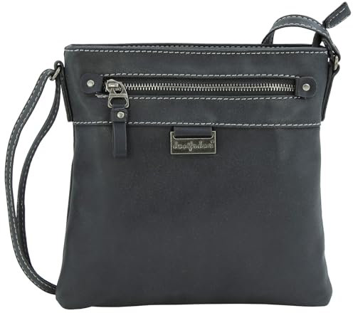JENNIFER JONES Damen Handtasche - Kleine Umhängetasche - Crossbody Bag mit verstellbarem Schultergurt (Schwarz)