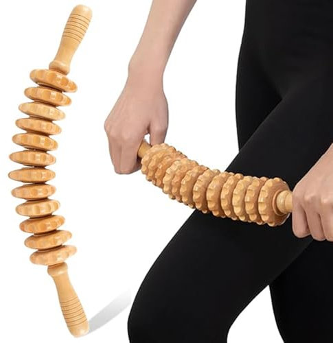 Roysmart Masseur Anti Cellulite Manuel Maderotherapie en Bois, Rouleau Masseur Courbé Pour Tout Le Corps Favorise La Circulation, Rouleau Massage Anti Cellulite