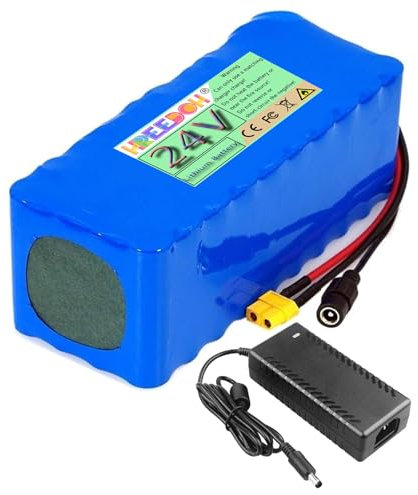 FREEDOH Batteria agli ioni di Litio da 24 Volt Batteria al Litio da 24V Batteria Sostitutiva da 24V 5AH 7,5AH 10AH 12,5AH 15AH 17,5AH 20AH con Caricabatterie per Motore da 0 a 500W,24v5ah