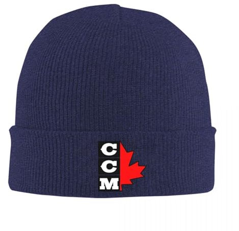 KUGEUII Damen Winter Hüte Thermo Hut Herren CCM Retro Eishockey Logo Warme Strickkappe Mode Haube Hut Herbst Winter Outdoor Mützen Hüte für Unisex Erwachsene Geschenke für Paare