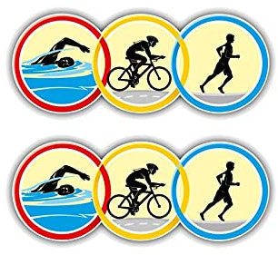 Aufkleber 2x 11.1cm * 4,2 CM Triathlon Sport Autoaufkleber PVC lustige reflektierende Aufkleber