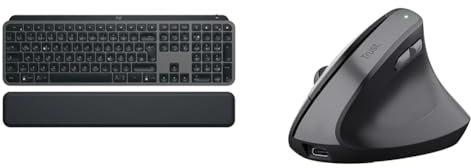 Logitech MX Keys S & Trust Yuno Wiederaufladbare Vertikale Maus, Kabellose