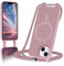 ColasGalys für handykette iPhone 13 mini Hülle mit Band Magnetisch Kompatibel mit Mag Safe für Handyhülle iPhone 13 mini mit Band Kratzfest TPU Silikon rosa