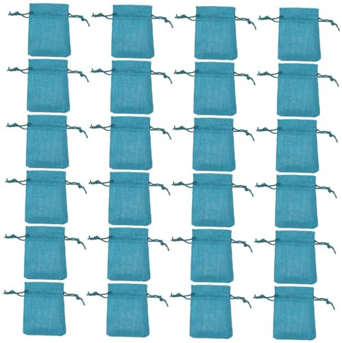 TOPPERFUN 50 Stück Taschen Mit Kordelzug Aus Kunstleinen Mini Jutesäcke Kleine Bonbonsäckchen Jutesäcke Für Kartoffeln Kleine Schmuckbeutel Mit Kordelzug Sackleinen Mit Kordelzug Sky-blue Cm