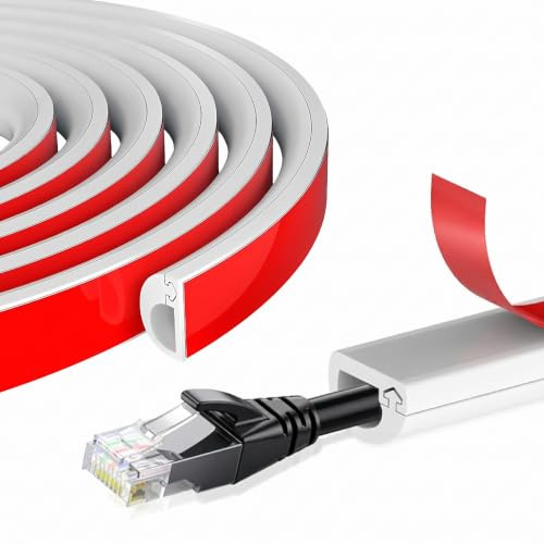 3M Trunking for electric cables,Self Adhesive Tape Cable Duct to Hide Wire,14x10mm Mini Semi-circular Side Opening Trunking Cable trunking white, Flexible Cord Cover for Wires on Wall Floor