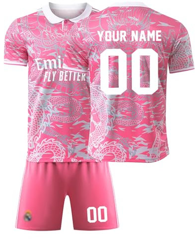 R. M. Fußball Trikot Kinder Personalisiert mit Eigenem Namen & Nummer Fussball Trikot Herren Jungen Fussballtrikot Set Fußball Jerseys Fussball Geschenke für Fußballfans #A13