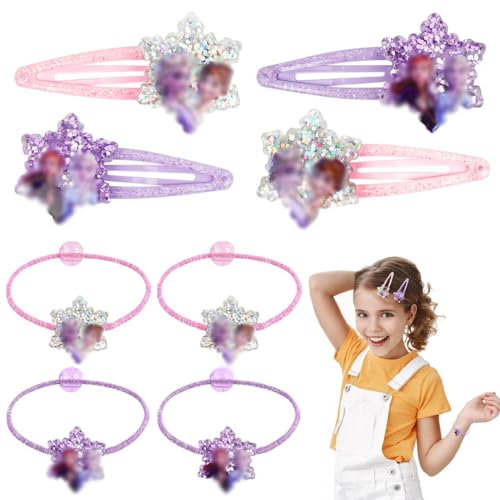 Haarspangen Mädchen,8PCS Cartoon Mädchen Haarring Haarschmuck,Haarspange Haarring Kinder Glitzer für Weihnachtsgsgeschenk Geburtstag Geschenk