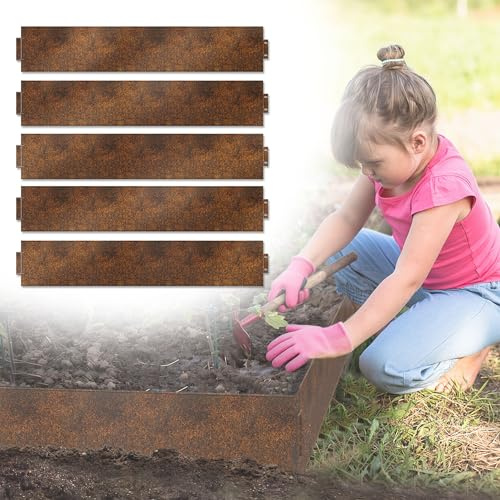 UISEBRT Cortenstahl Rasenkante verzinkt, 20M Beeteinfassung Metall Rost,18 cm hoch Kortenstahl beetbegrenzung für DIY Lawn,Blumenbeeten, Gartenwegen, Bäumen, Kiesgärten
