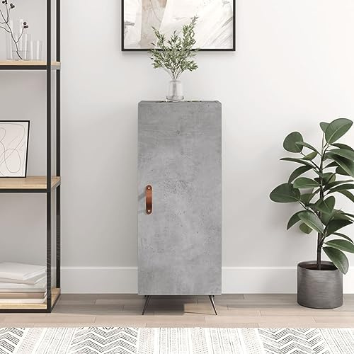 WHOPBXGAD Modern Sideboard with 3 Storage Compartments, Concrete Gray TV Stand or Entryway Cabinet, Durable Holzwerkstoff & Metal Legs, 34.5x34x90 cm Assembly Required